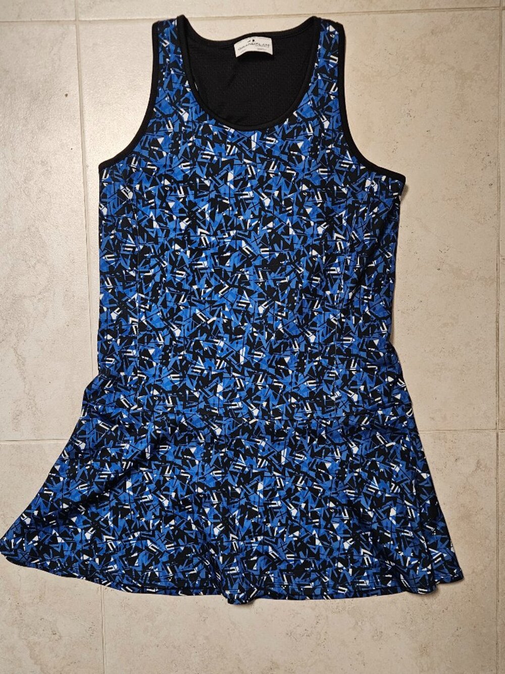 Grand Slam Performance Tennis Dress Blue Black Abstract Print Athletic L - Picture 11 of 14